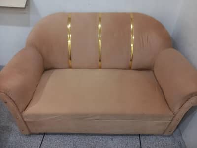 Luxury Beige Velvet 7-Seater Sofa Set (Excellent Condition)