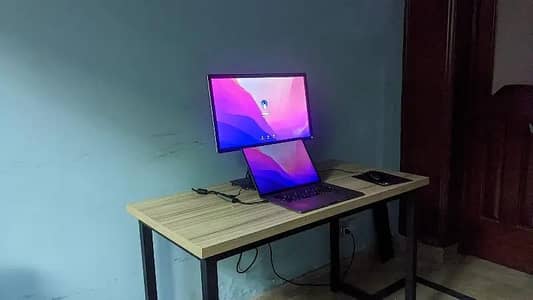 Minimalist Study / Work Desk Table – Solid Metal Frame (Light Oak Top)