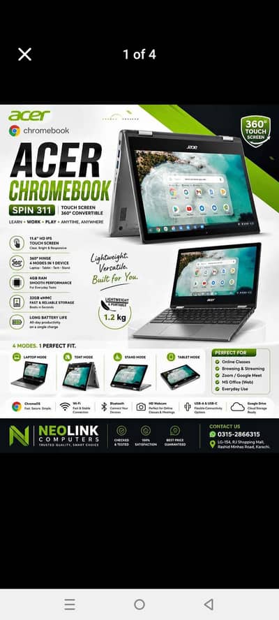 ACER CHROMEBOOK TOUCH 360 4GB 32GB