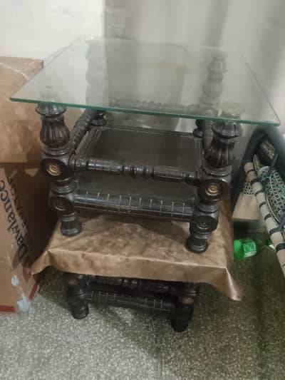 wooden Table with Glass