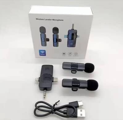 K15 Wireless Dual Microphone. 3 in 1 lavalier Mic.