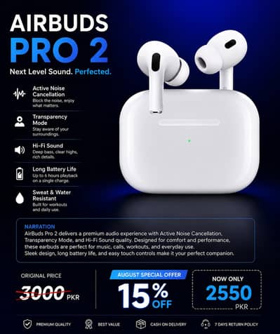 AirBuds Pro 2 – Premium Wireless Earbuds | August Special Offer – 15%