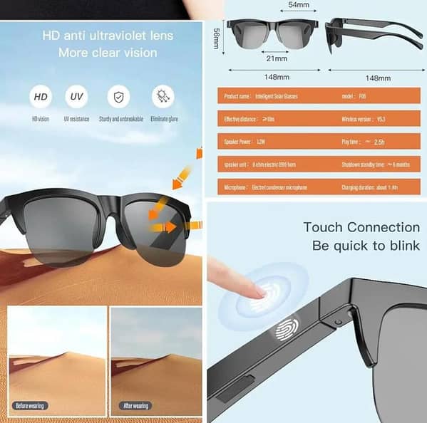 Description AI Smart Bluetooth Glasses Eyewear with Music & Call Support NO NEED Earbuds Direct Bluetoth Glasses Stylish Hands-Free Smart  90% OFF Sale Today | Limited Stock   Smart Bluetooth Classes Smart Audio Glasses