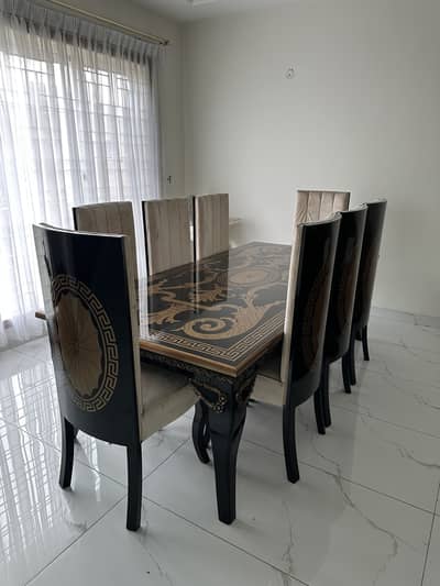 Wooden Dining Table with 8 chairs