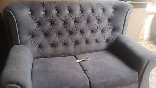Luxury 6-Seater Grey Velvet Sofa Set (3+2+1) in Excellent Condition