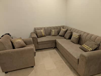 L shape sofa along with one seater