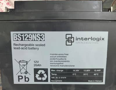 Interlogix 12V 26Ah Sealed Lead Acid Battery for UPS/Security