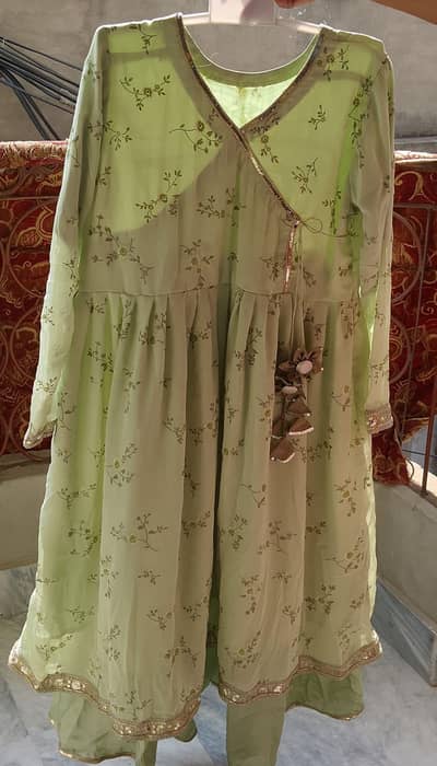 Shamooz sharara with frock , dupatta and potli