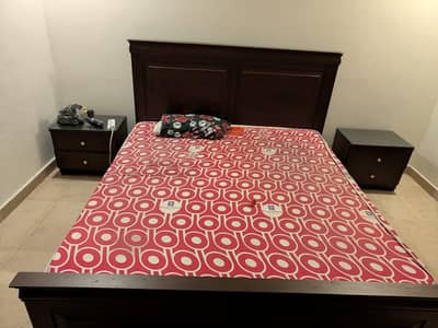 New king size bed with two side tables and dressing table