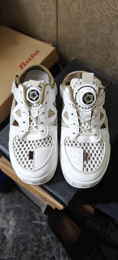 Off-White & Brown Dial-Lace Mule Sneakers – Size 41