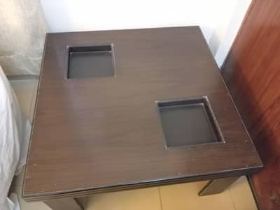 Wooden Study, Office & Coffee Table - Dark Brown, Good Condition