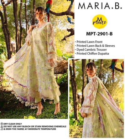 3 piece Embroidered lawn suit with ready to wear Shaffon dupatta
