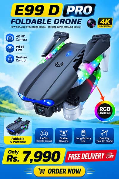 Drone E99D Max luz RGB Camara Dual UHD Camera