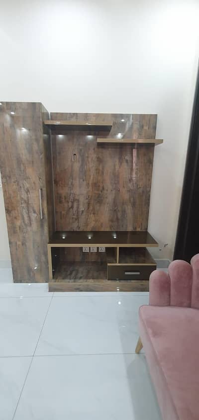 LCD TV wall panel console with side cabinet