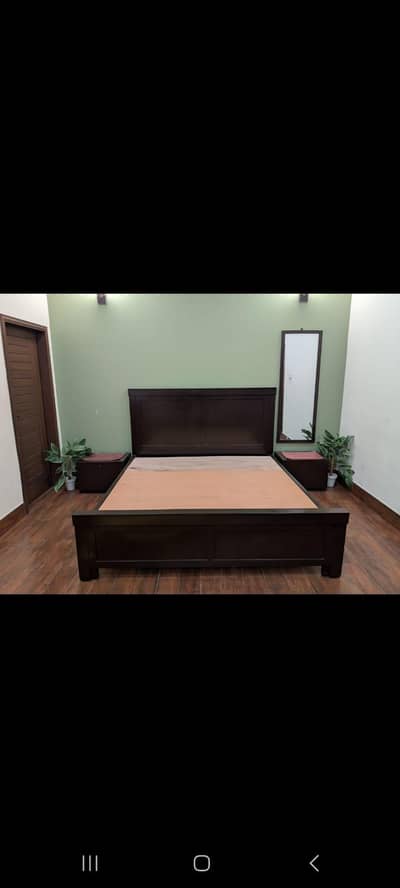 King Side bed set with side tables and Mirror