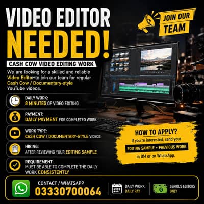 Urgently Required Video Editors