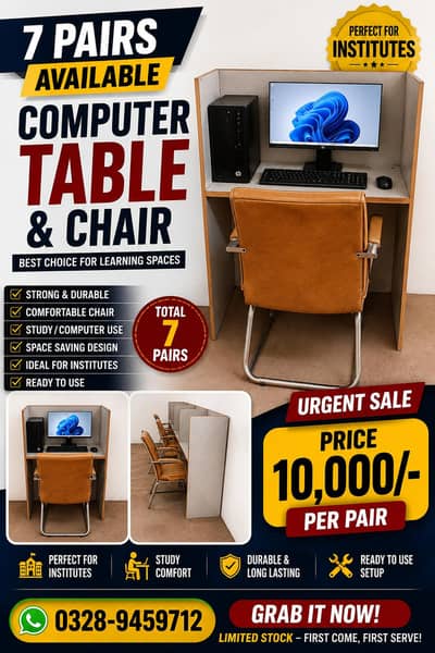 computer table and chair 7 pairs for institute