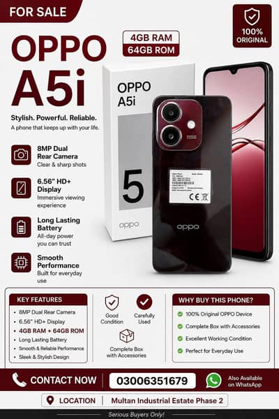Oppo A5i 4g 64G Call 03006351679