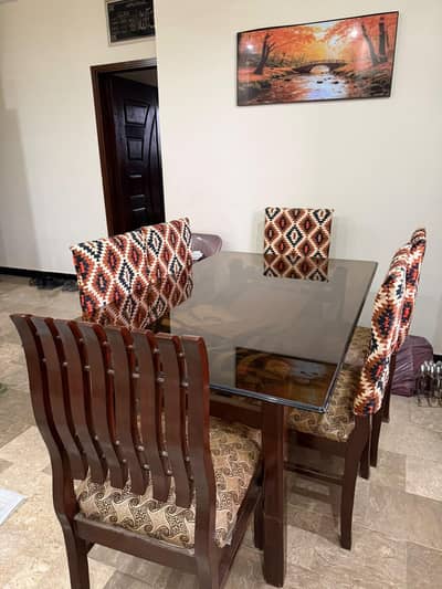 6 Chairs Dining Table Set with Glass Top & Chair Covers