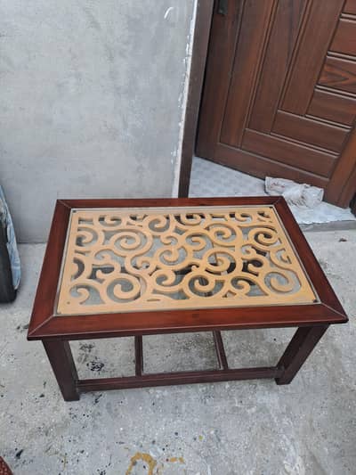Pure Wooden Table With Glass