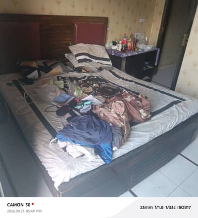wooden bed plus spring mattress