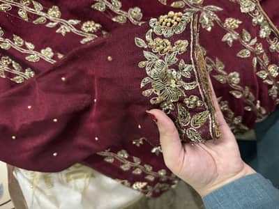 Maroon Embroidered 3-Piece Formal Suit