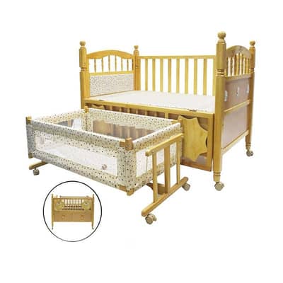 2-in-1 Premium Wooden Baby Cot with Rocker Swing (Like New)