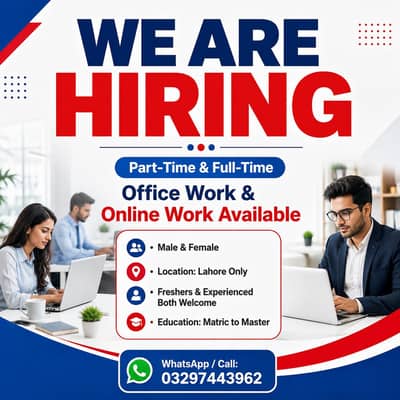 WE HIRING MALE AND FEMALES STAFF FOR OFFICE WORK