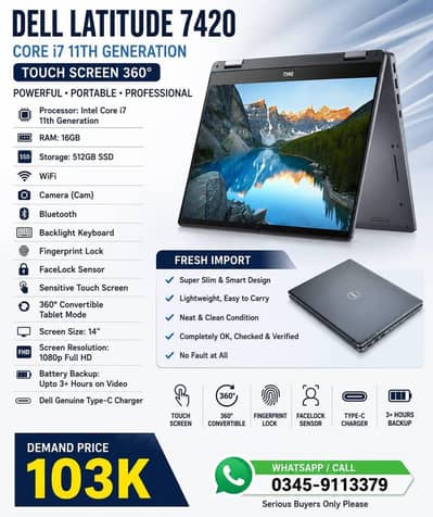 DELL Latitude 7420 2-IN-1 Core i7 11th Generation Touchscreen 360