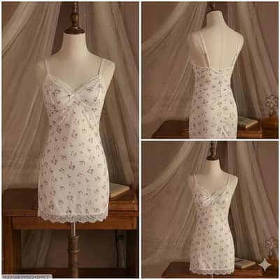 silk lace comfortable and lightweight nightwear set / imported nighty