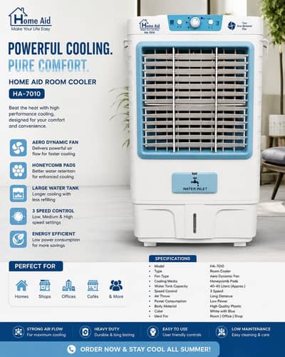 Home Aid HA-7010 Room Cooler | Powerful Cooling | Excellent Condition