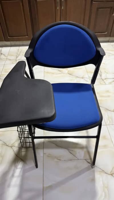 Student Study Chair with Writing Tablet and Book Rack (Blue)