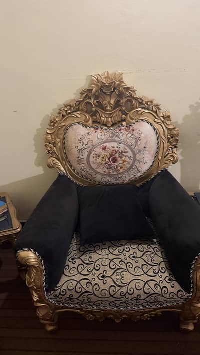 Pure chinioti wood gold n black sofa