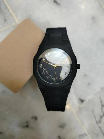 Aura Marble Dial Unisex Watch Black Strap