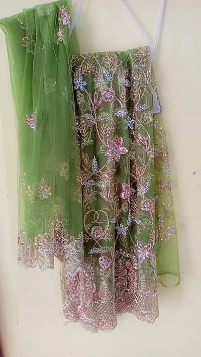 Brand New Heavy Cutdana Embroidered Net Unstitched Suit with Dupatta