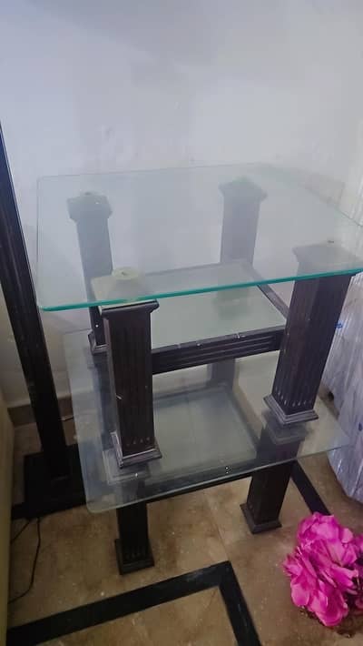 wood glass table