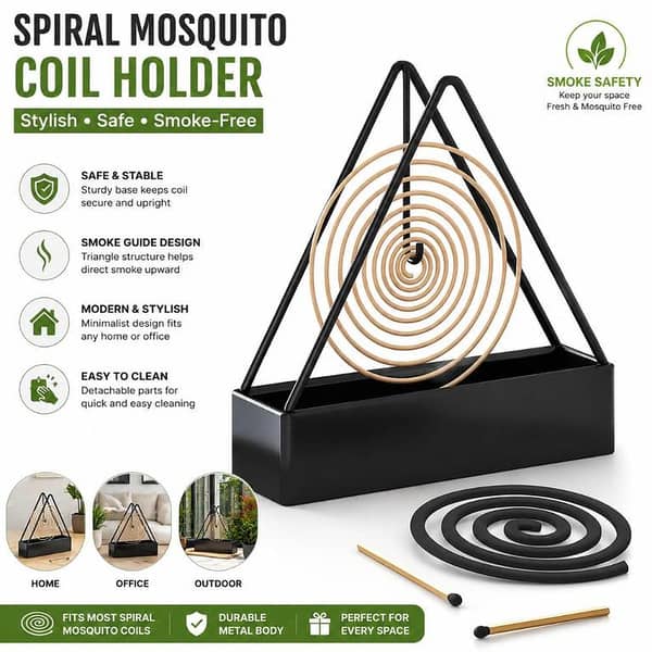 Mosquito Coil Holder Stand | Metal Spiral Coil Burner | Stylish Home & Outdoor Use