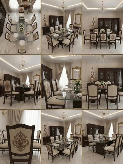 Stunning 8-Seater Glass Top Dinning Set