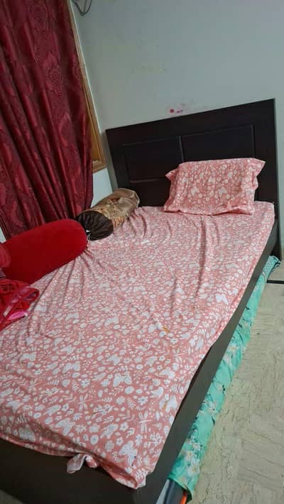 Solid Dark Brown Single Wooden Bed