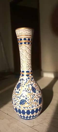 Beautiful Hand-Painted Blue & White Floral Vase – 3.5 ft Tall