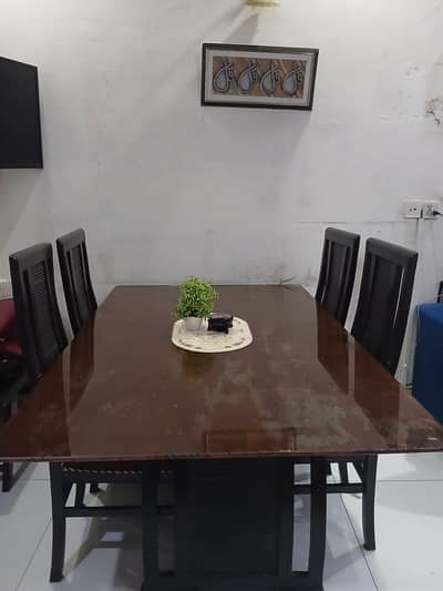 six chair table glass painted