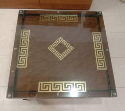 Glass Top Wood Table for TV Lounge/Drawing Room