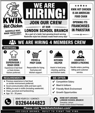 Need staff for our kitchen