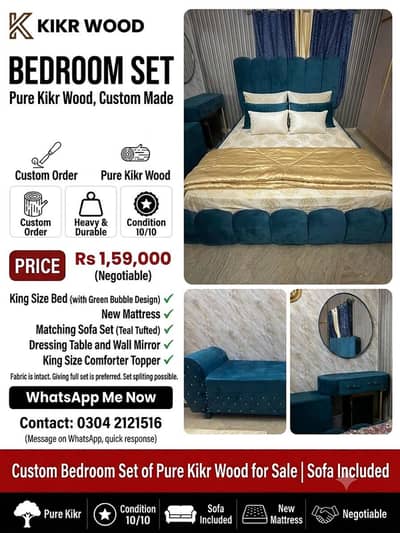 Complete King Size Bed Set | Bed + Dressing + Sofa +Mattress + Mirror