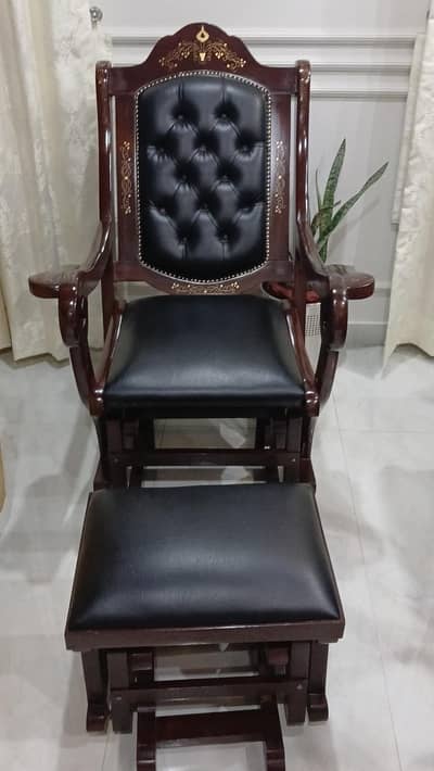 Royal  Brass inlay Glider chair and ottoman  set