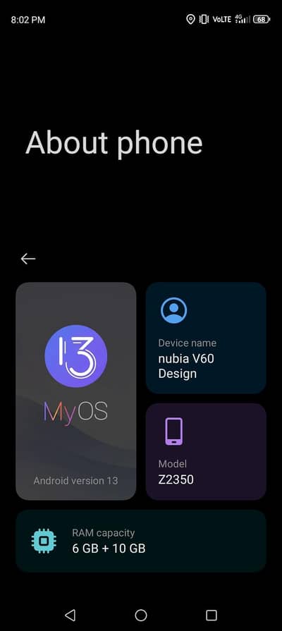 Zte nubia V60 Design