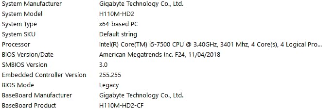 Intel Core i5-7500 + Gigabyte H110M-HD2 Motherboard Combo