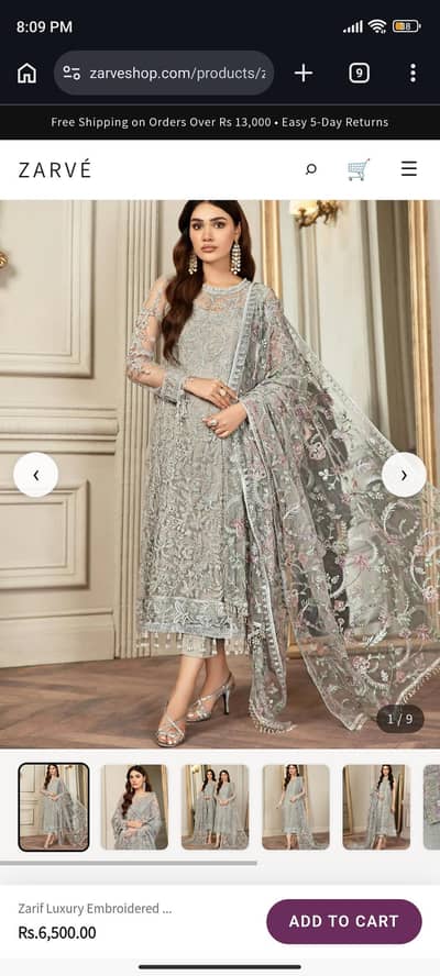 Zarif  Zarif Luxury Embroidered Net Suit