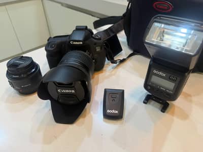 Canon 60d DSLR Camera with 50mm Lense and 18-200mm Lense and Flash Gun