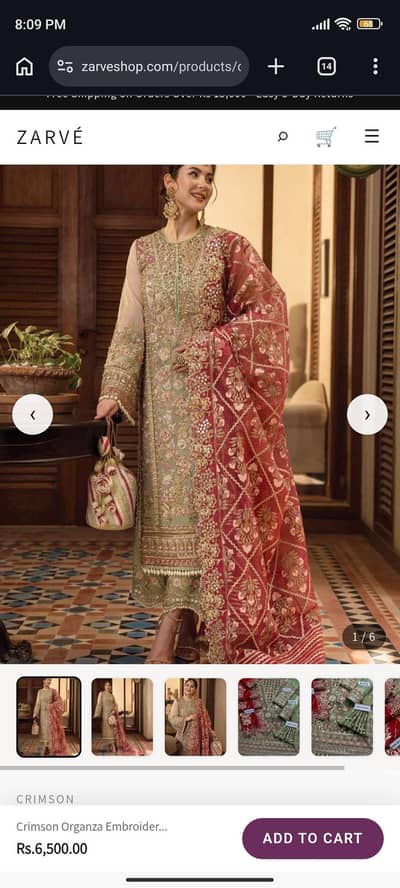 Crimson Organza Embroidered 3PC Suit – Zari, Sequins & Handwork